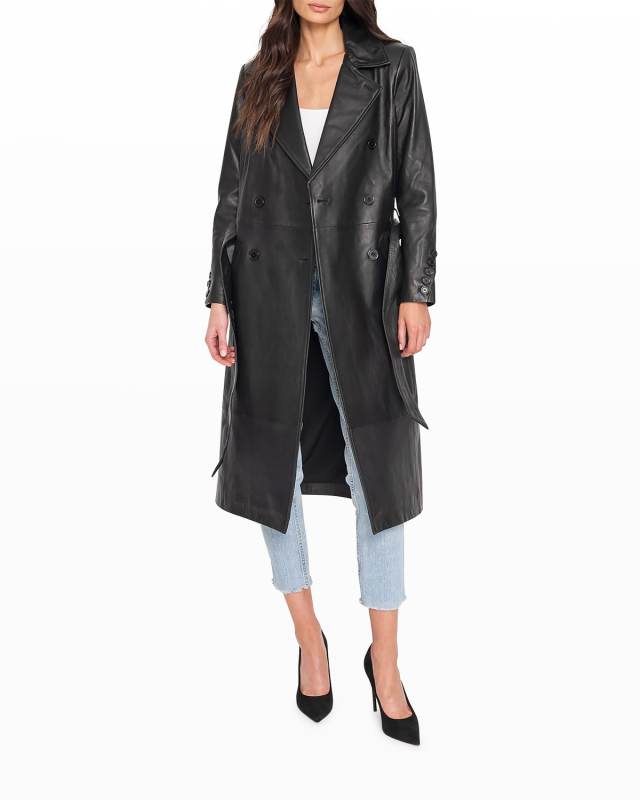Erma Relaxed Leather Trench Coat